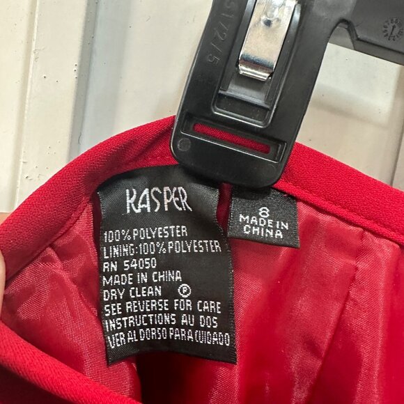 ✨Kasper Sz 8 Women's Pencil formal lined Skirt Knee Length Lined Pleated Red - Picture 4 of 7